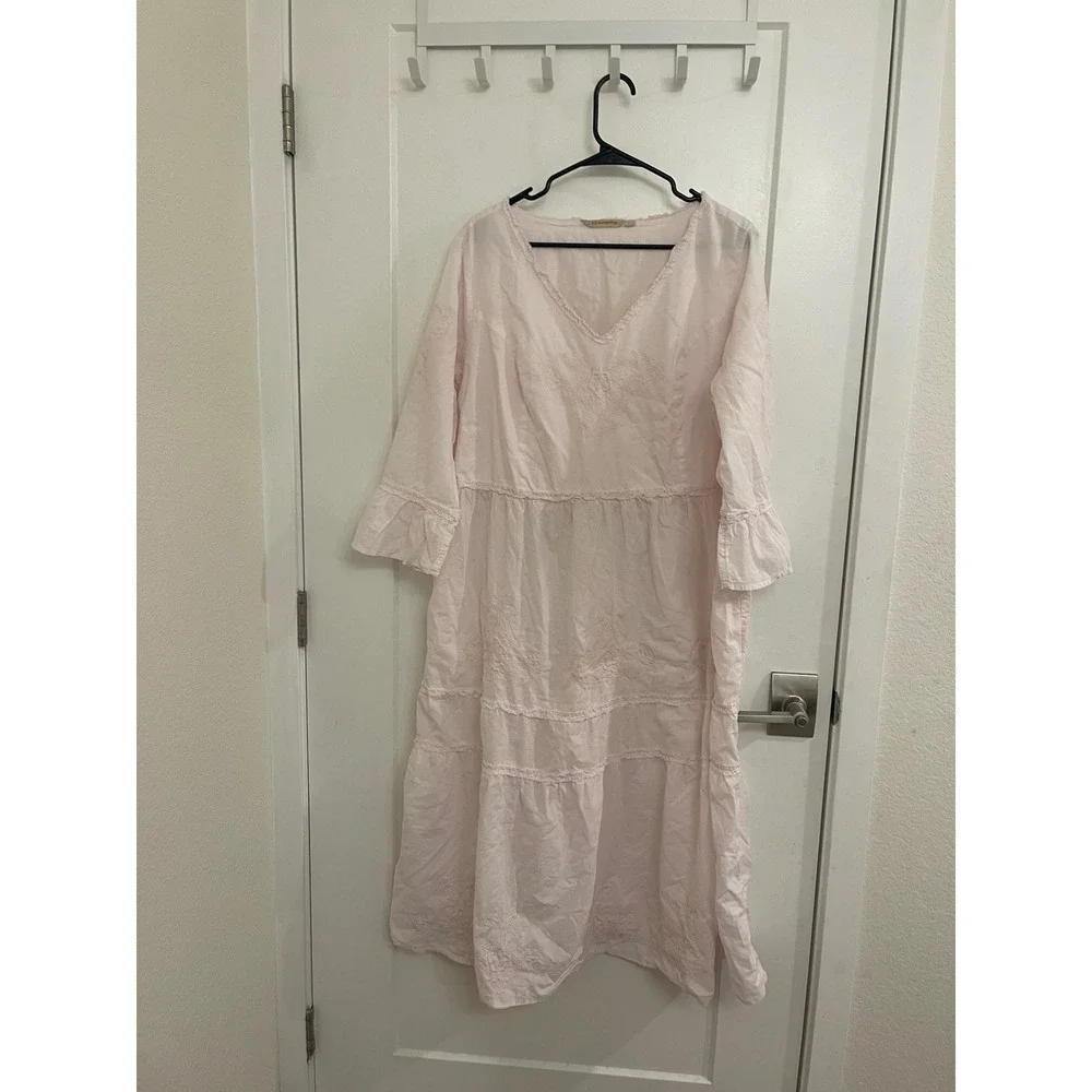 soft surroundings maxi dresses Soft Surroundings Ryley Maxi Dress L Ribbed Striped Minimalist Knit Long Sleeve